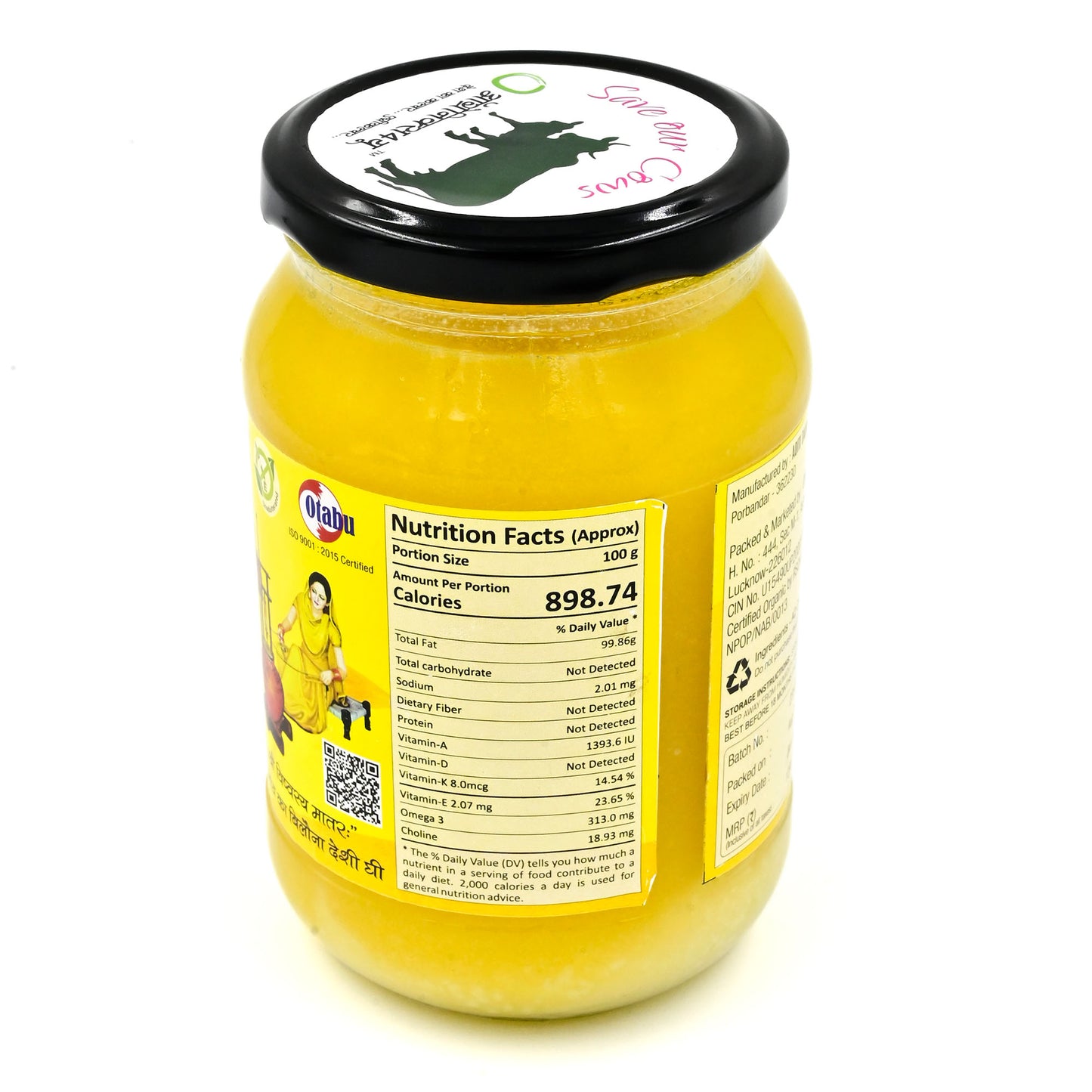A2 Cow Ghee - Vedic Bilona Method - Traditional Curd Churned - Pure, Natural & Healthy - Glass Jar