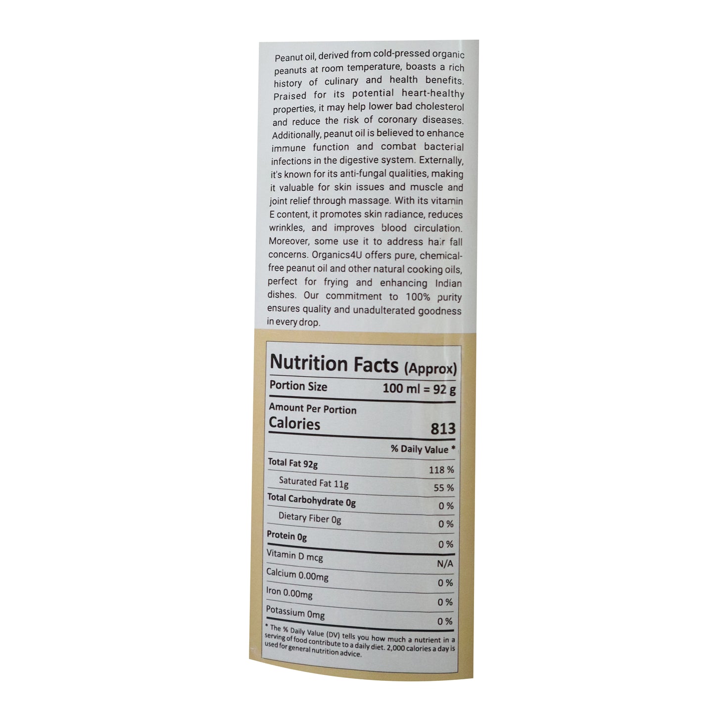Pure Organic Groundnut Oil - Naturally Cholesterol Free - Multipurpose Usage - Purity in Every Drop