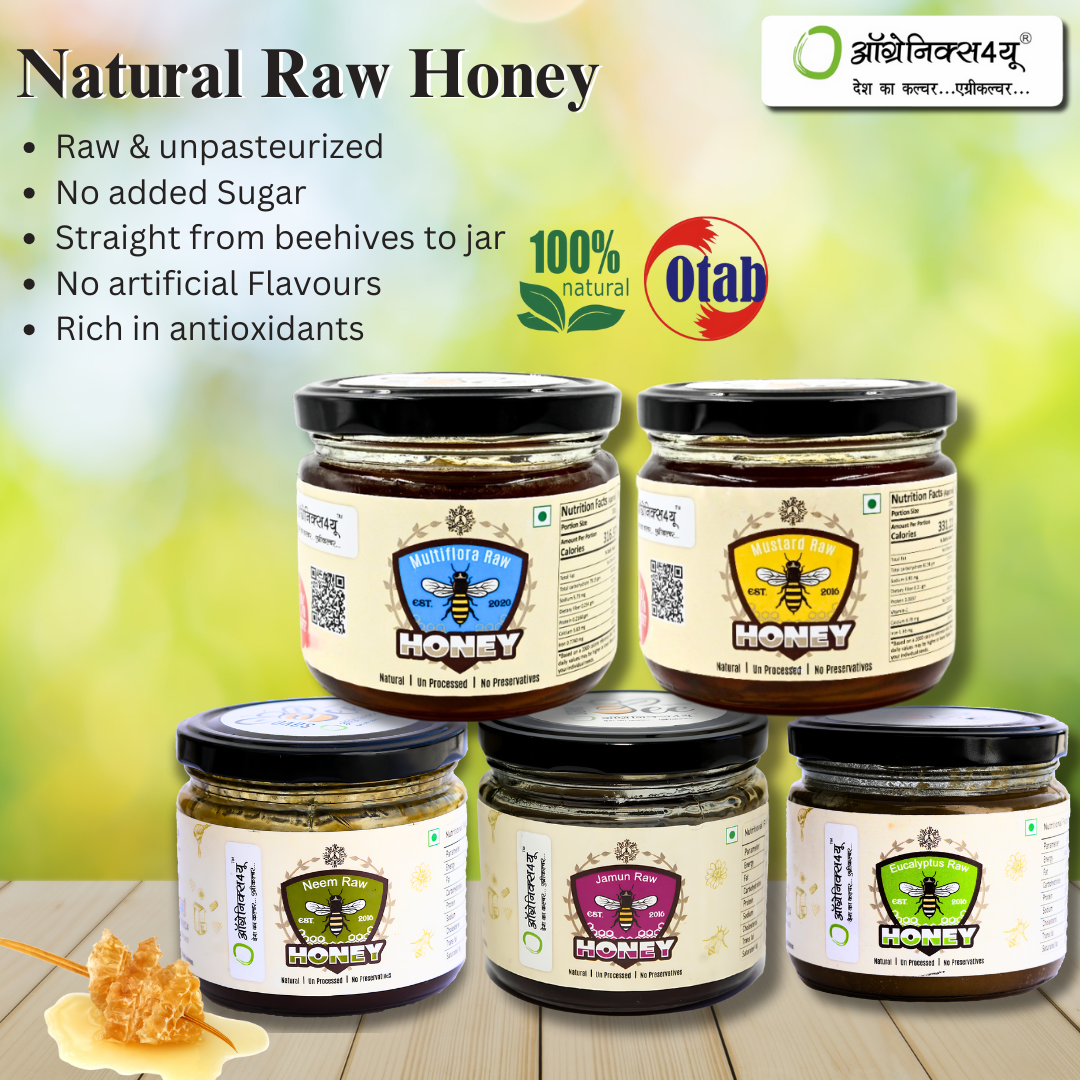 Natural Goodness of Multiflora Raw Honey by Organics4U - 100% Pure & Enchantingly Delicious!