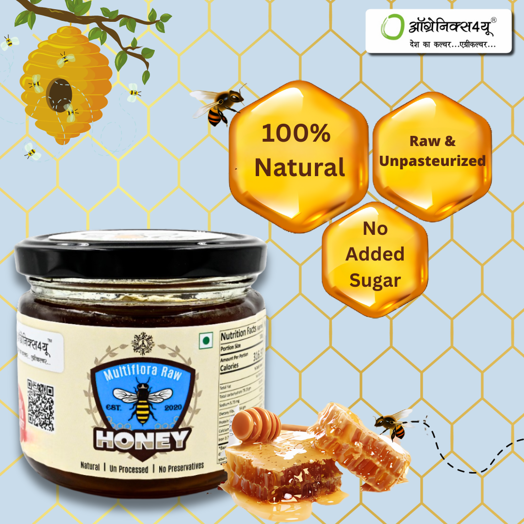 Natural Goodness of Multiflora Raw Honey by Organics4U - 100% Pure & Enchantingly Delicious!