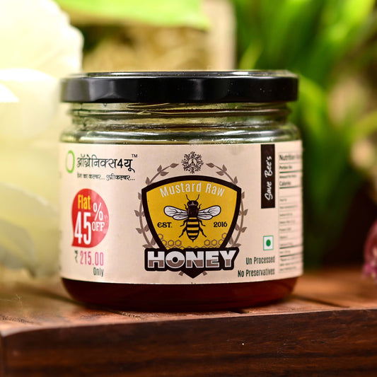 Delicious Mustard Raw Honey by Organics4U - 100% Pure & Natural, Unprocessed & No-preservatives, No Additives & Ethically Crafted