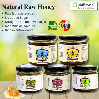Delicious Mustard Raw Honey by Organics4U - 100% Pure & Natural, Unprocessed & No-preservatives, No Additives & Ethically Crafted