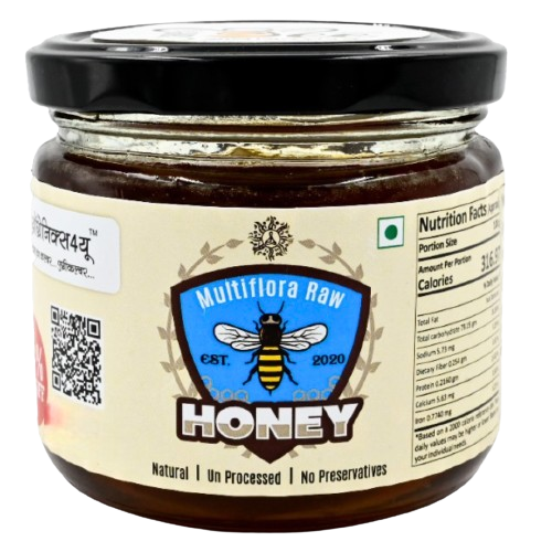 Natural Goodness of Multiflora Raw Honey by Organics4U - 100% Pure & Enchantingly Delicious!