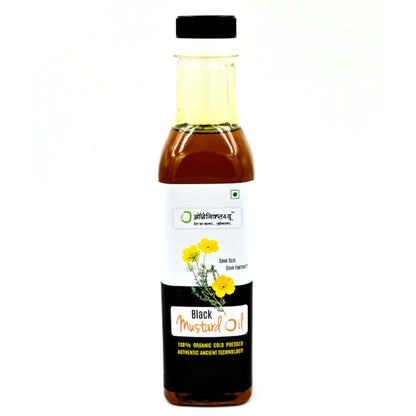Organic Cold Pressed Black Mustard Oil In Glass Bottle - Mustard Oil For Cooking - Good For Heart Health - Pure Oil For Roasting, Frying, Baking All Type Of Cuisines